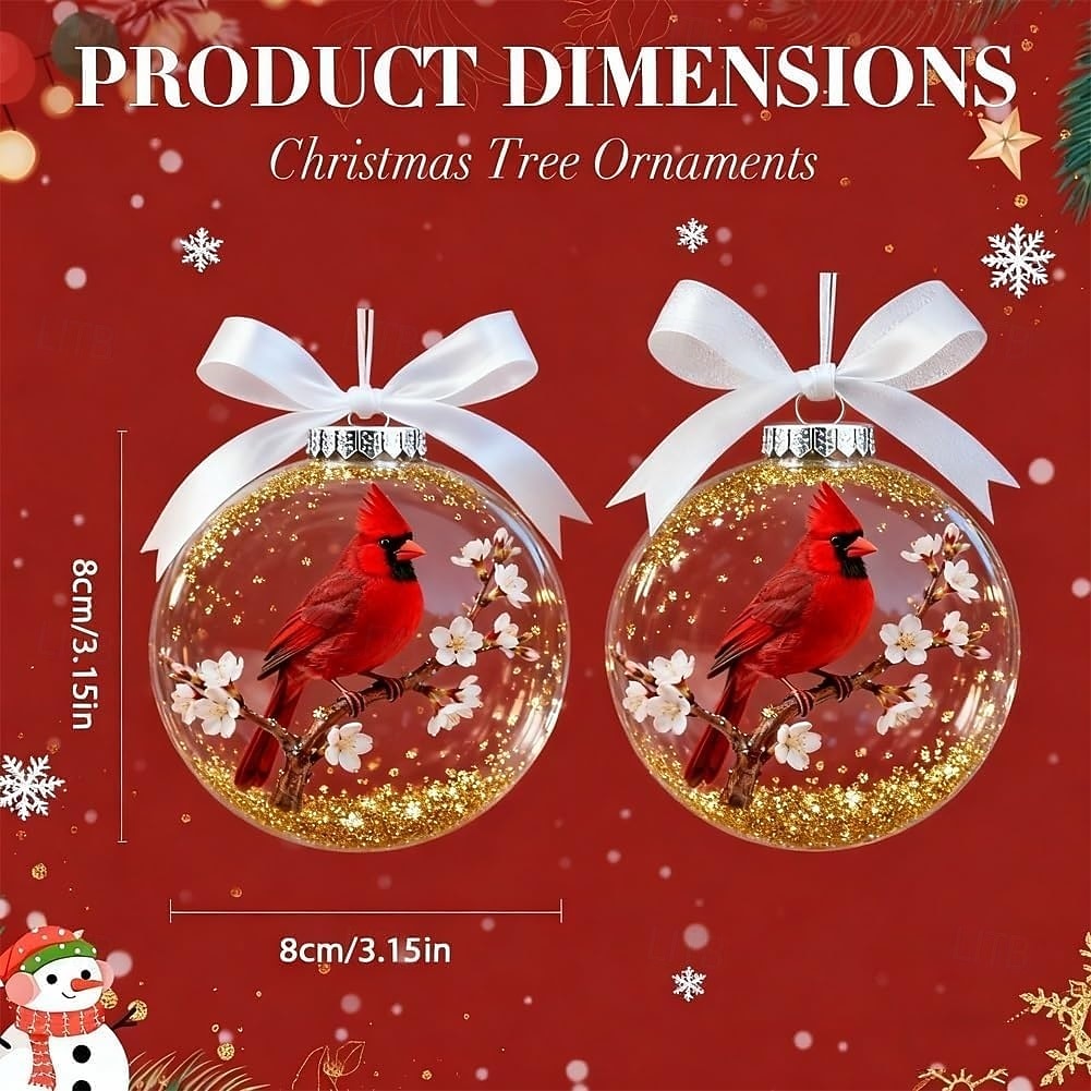 Ornements transparents d'oiseaux de la nature, décorations de sapin de Noël avec cardinal, boules de Noël en plastique transparent, décorations de fêtes, décorations intérieures et extérieures pour sapin de Noël, cadeaux commémoratifs de 2025 ? $9.99 –P2