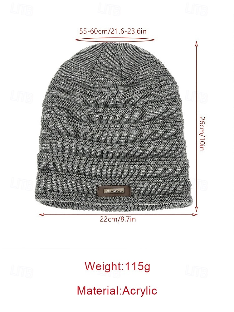 2025年 クリスマス用のメンズニットビーニーハット、柔らかいアクリルとフェイクファー、冬のファッションに最適な複数の色  コレクション – $11.99 –P9