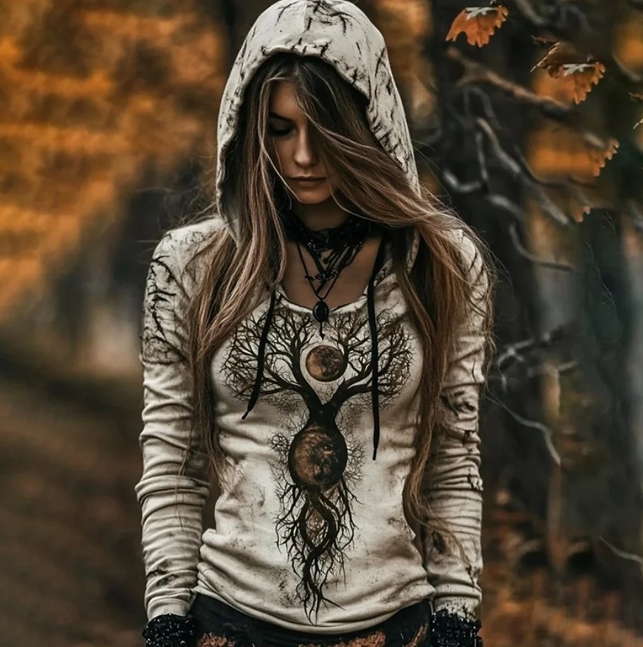 Dámské Mikina s kapucí s kapucí Slátanina Tisk Květinový Grafika Elegantní Teplé Aktivní Dlouhý rukáv Kapuce Běžné topy Ležérní ulice Na den Černá Fialová Béžová Jaro Podzim Zima 2026 - $28.99 –P1