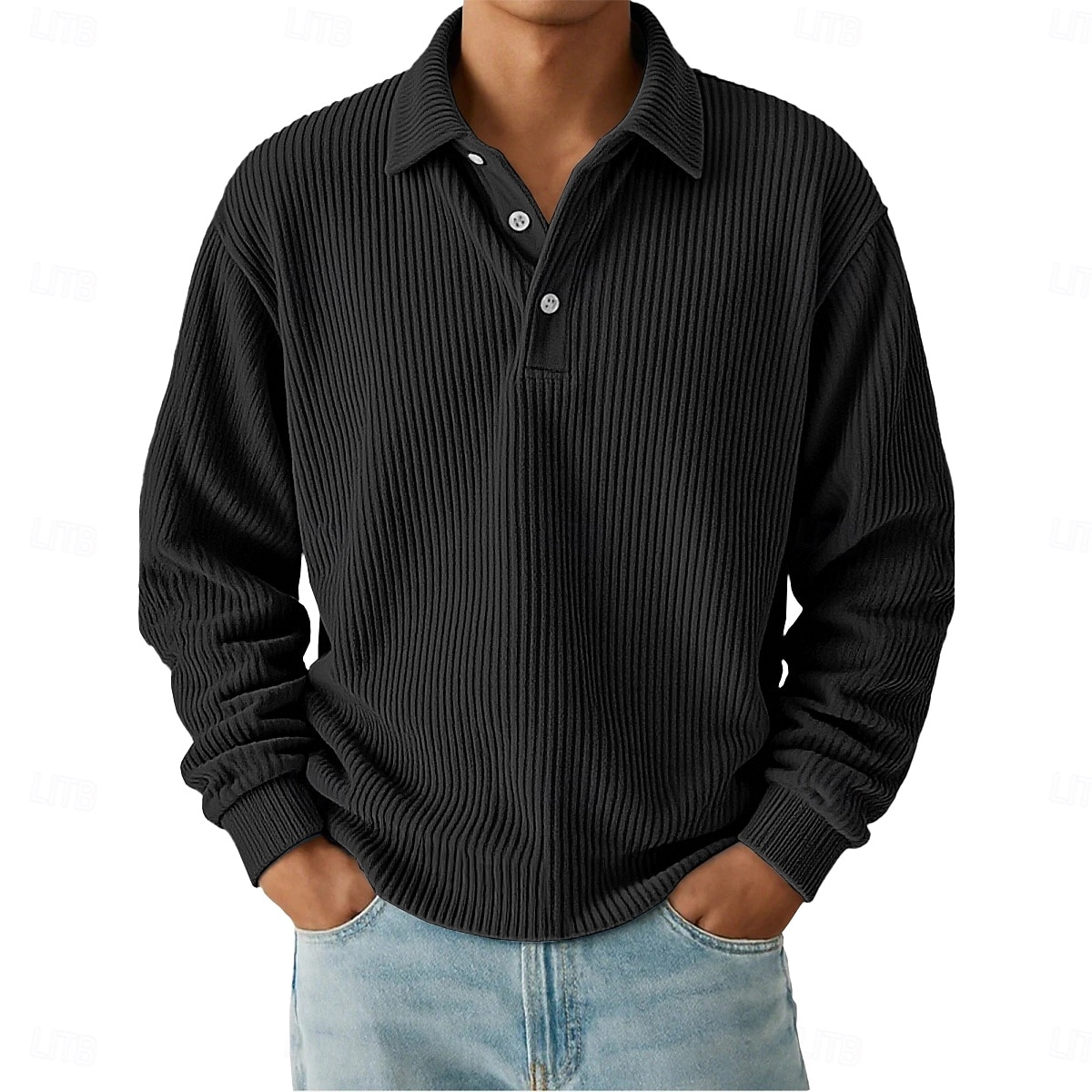 Per uomo Camicia di Velluto a Coste Testurizzato Casuale Sportivo Bavero Manica Lunga Moda Essenziale Blocco di colori Bottoni Caldo Autunno Primavera & Autunno Vestibilità regolare Nero Blu scuro del 2026 a $22.99 –P6