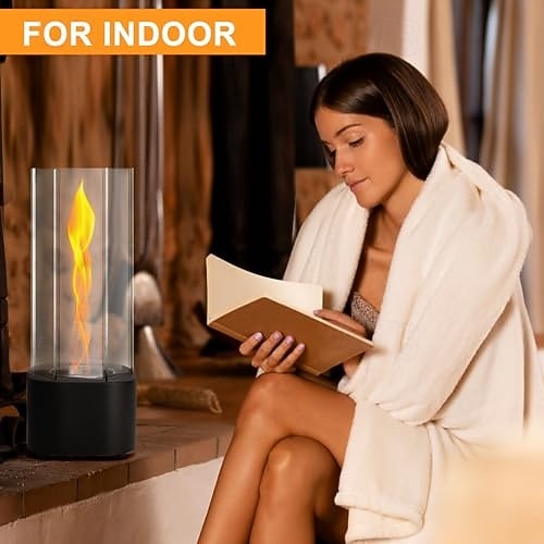 موقد نار خارجي من abletop مع طاولة زجاجية وجهاز تحكم عن بعد للتخييم 16*16*36 سم 2026 - $69.99 –P6