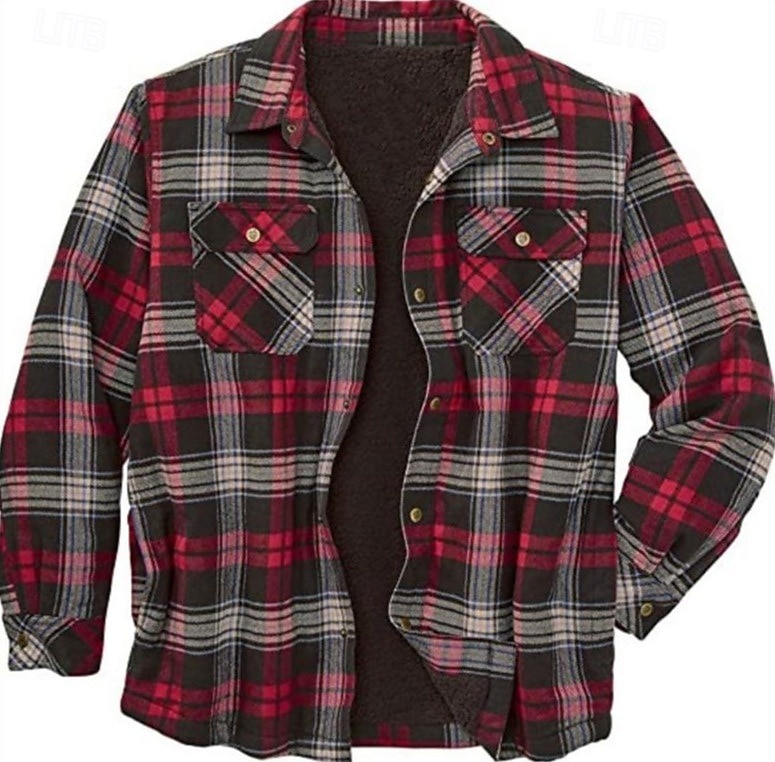 Bărbați Plisat Cămașă de flanel Cămașă peste Manșon Lung Cămașă Răsfrânt Stradă Zilnic Imprimeu Galben Deschis Roșu+Gri+Negru Negru + Gri închis + Albastru bleumarin Albastru piscină Portocaliu Buton 2025 - $28.99 –P5