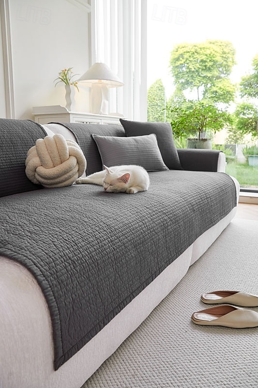 Poszewka na poduszkę na sofę w stylu nordyckim, całoroczny pokrowiec z bawełny, nowoczesna minimalistyczna antypoślizgowa podkładka na sofę, ochraniacz na sofę do salonu 2026 - $41.99 –P3