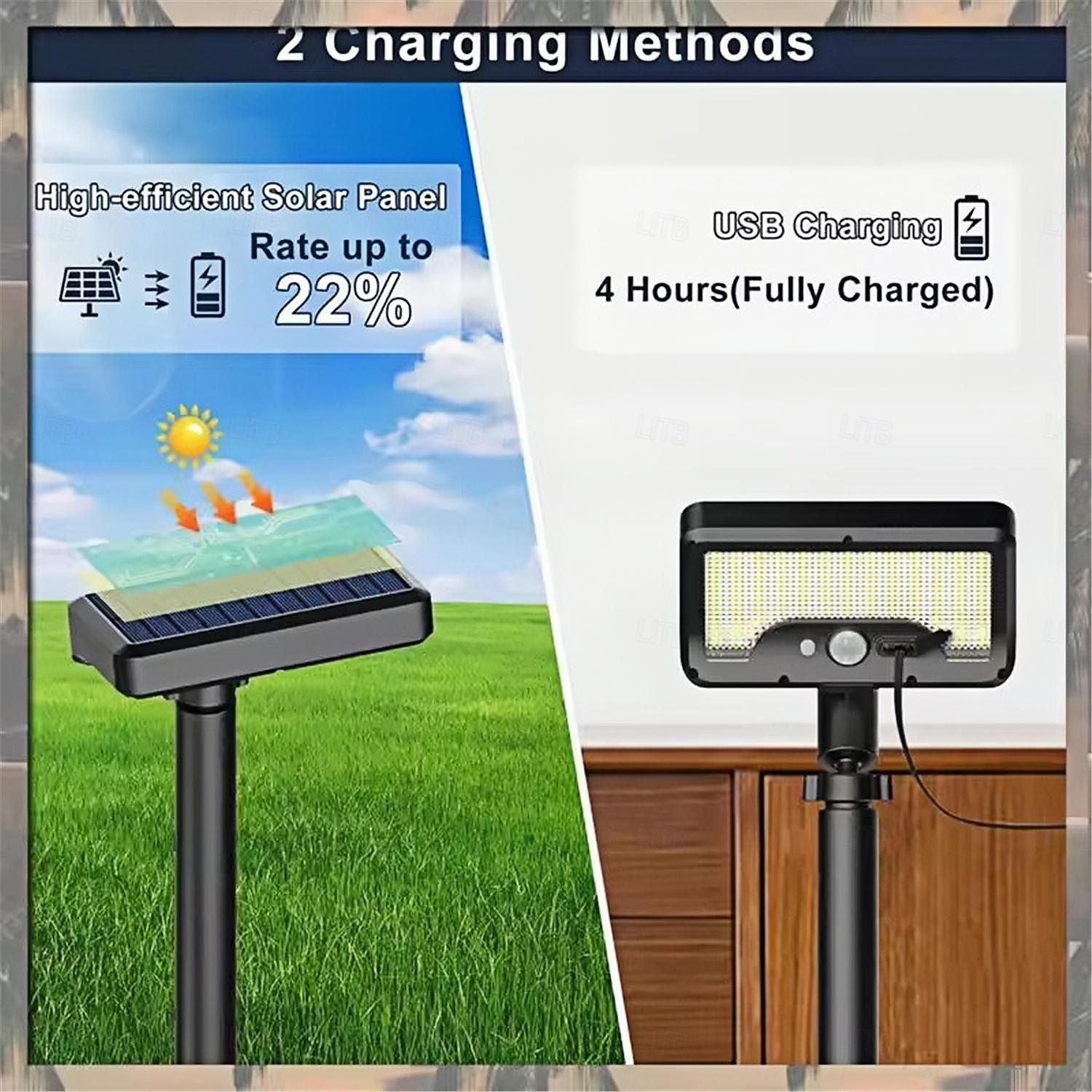 92led Tri Color Switching Solar Lawn Light Motion Sensor Channel Light Usb Power Supply Adjustable Angle Garden Courtyard Lighting  1PC 2025 - $35.99 –P10