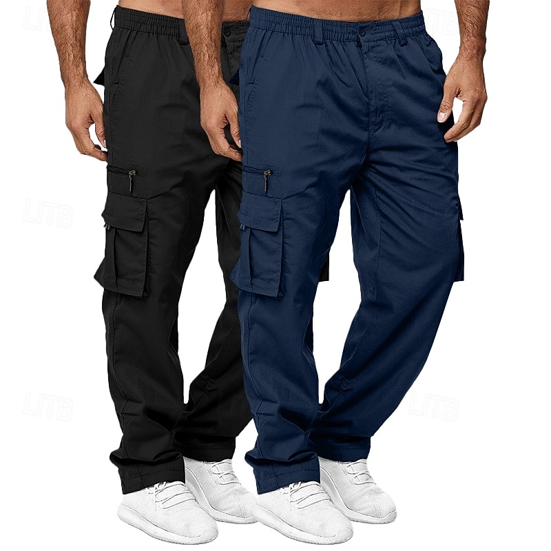 Per uomo Pantaloni Cargo Pantaloni da escursionismo Elastico in vita Multi-tasche Semplice Traspirante Lunghezza intera All'aperto Casuale Quotidiano Stile Etnico Stile Classico Verde+Cachi Blu+Cachi del 2026 a $31.99 –P4
