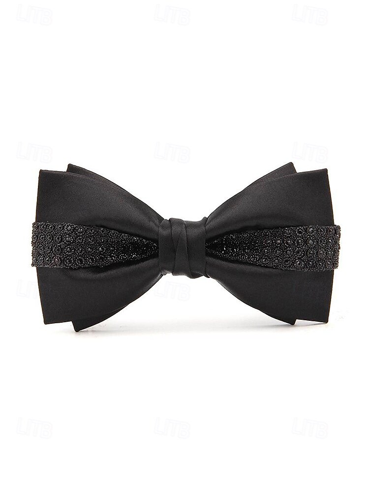 Papion de Crăciun pentru bărbați – papion din satin roșu, negru și alb cu detalii din cristale și lanț auriu – accesoriu elegant de sărbătoare pentru evenimente formale 2026 - $11.99 –P9