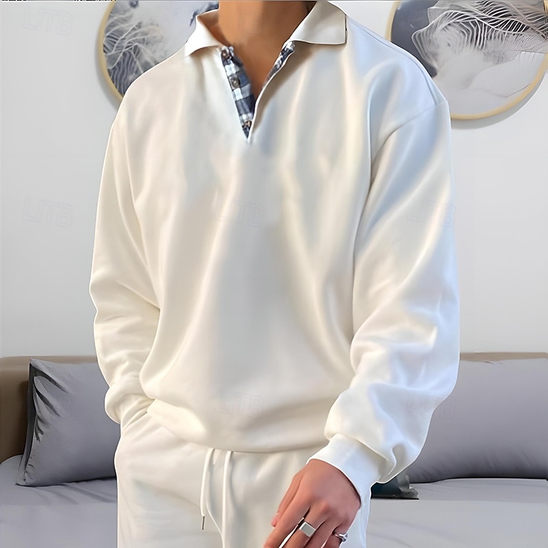 Homme Sweat-shirt Sweat à capuche Pull Sweat à capuche boutonné Noir Blanche Rose Claire Rouge Bleu Revers Uni Patchwork Sport & Loisir Occasionnel Quotidien Streetwear Frais Vêtements de sport de 2025 ? $18.99 –P7