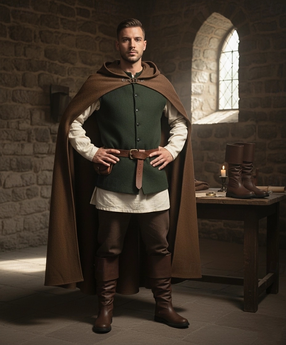 Botas masculinas estilo pirata medieval de couro sintético marrom – botas dobráveis de cano alto para cosplay, feiras renascentistas e eventos temáticos de 2025 por $59.99 –P2