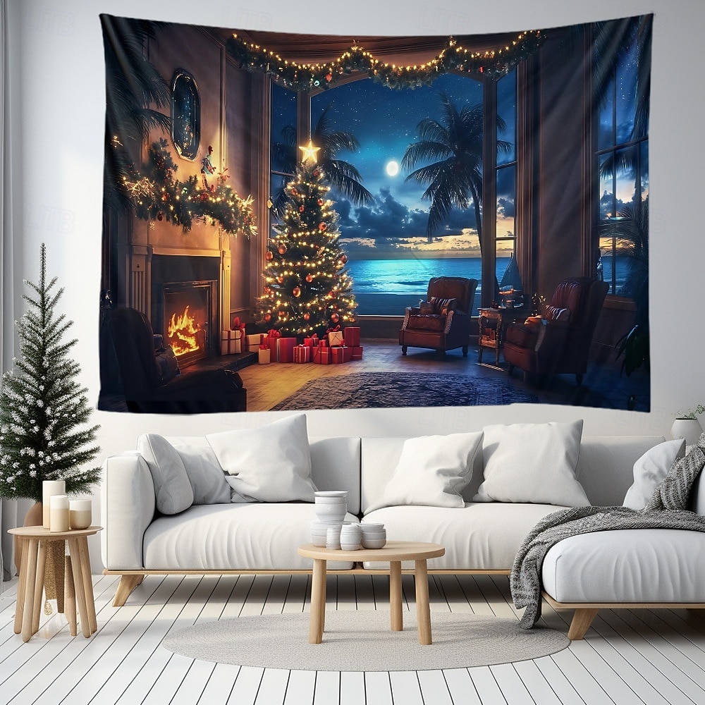 tapeçaria de natal com papai noel, árvore de natal &elfo, decoração de arte para pendurar na parede, decoração para casa, quarto, sala de estar ou escritório de 2026 por $17.99 –P9