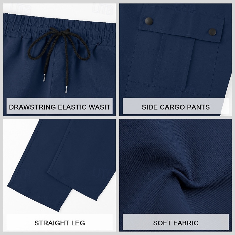 Homme Pantalons Cargo Pantalons Multi-poches Taille élastique avec cordon de serrage Uni Portable Extérieur Quotidien Camping & Randonnée Mode Classique Noir Vert Véronèse de 2026 ? $21.99 –P7