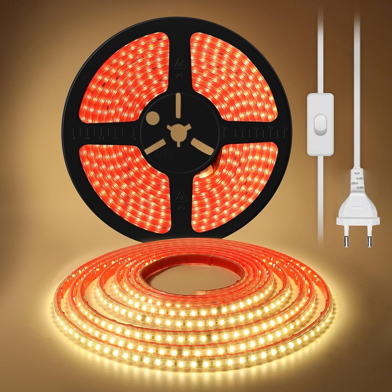 2025年 LED防水IP65ライトストリップ、16.4～328フィート、強力な粘着剤付きLEDライトストリップ、単列120LED、二列240LED、オン/オフスイッチ付きプラグワイヤー、屋内寝室キャビネット下装飾用  コレクション – $21.99 –P2