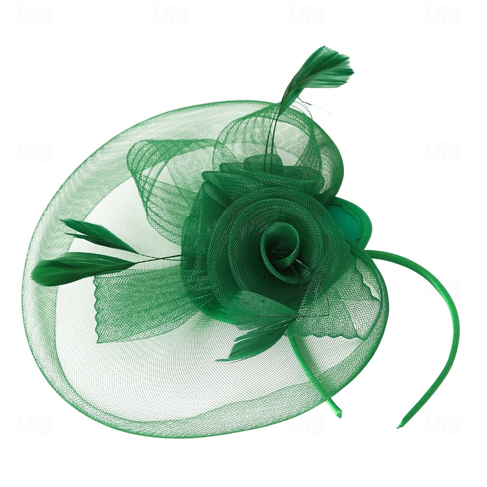 Fascinators Tulle Fedora Hat Wedding Tea Party Horse Race Cocktail Elegant Vintage With Feather Tulle Headpiece Headwear 2026 - $16.49 –P11