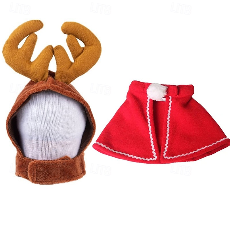 Jultomtehatt och halsduk för husdjur - justerbar julkostym för hundar, katter, valpar, kattungar - festlig röd &vit outfit 2025 - $12.49 –P6