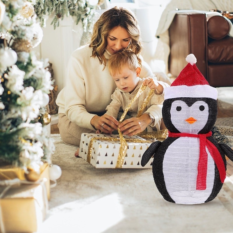 Christmas LED luminous folding snowman Santa Claus penguin warm light AAA waterproof battery box indoor and outdoor courtyard lawn party festive atmosphere decoration light 70 * 36CM 2025 - CAD $29.99 –P7