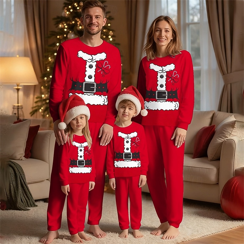 Családi nézés Karácsony Karácsonyi családi pizsama Pizsamák Családkészletek Grafika Otthon Nyomtatott Rubin Hosszú ujj Napi Hozzá illő ruhák 2025 - $21.99 –P1