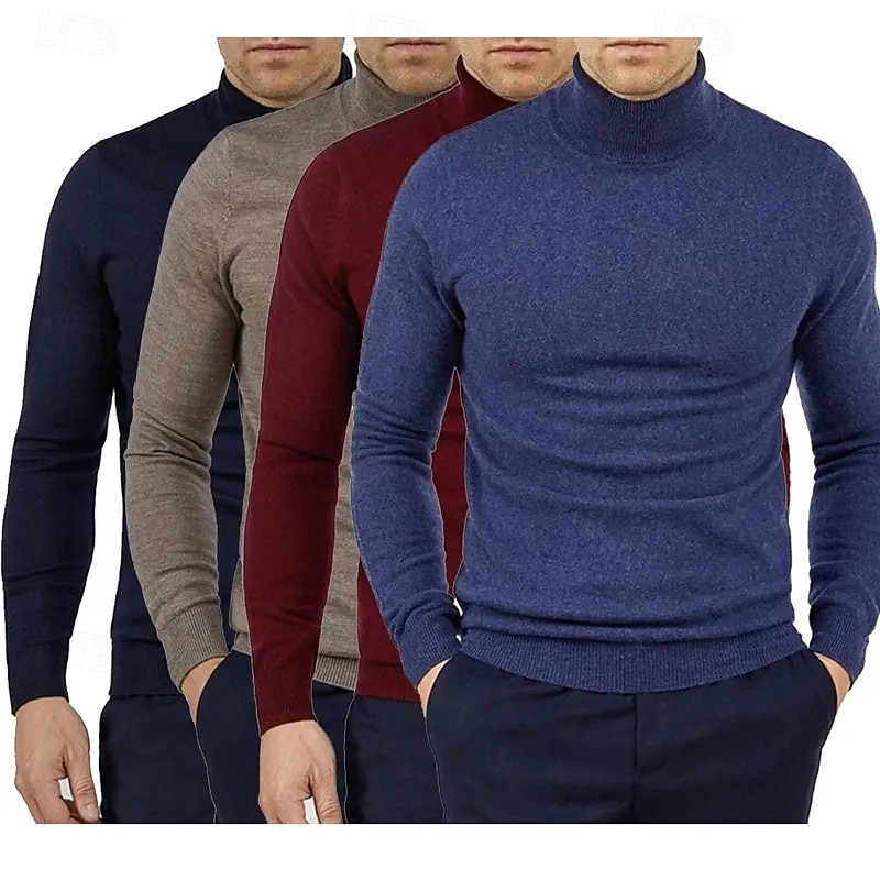 Herren Pullover Gerippt Stricken Normale Oberteile Gestrickt Schmale Passform Einfach Rollkragen Strickware Zeitgenössisch Lässig Alltagskleidung Bekleidung Frühling Herbst Winter Schwarz Gelb M L XL 2026 - $22.99 –P1