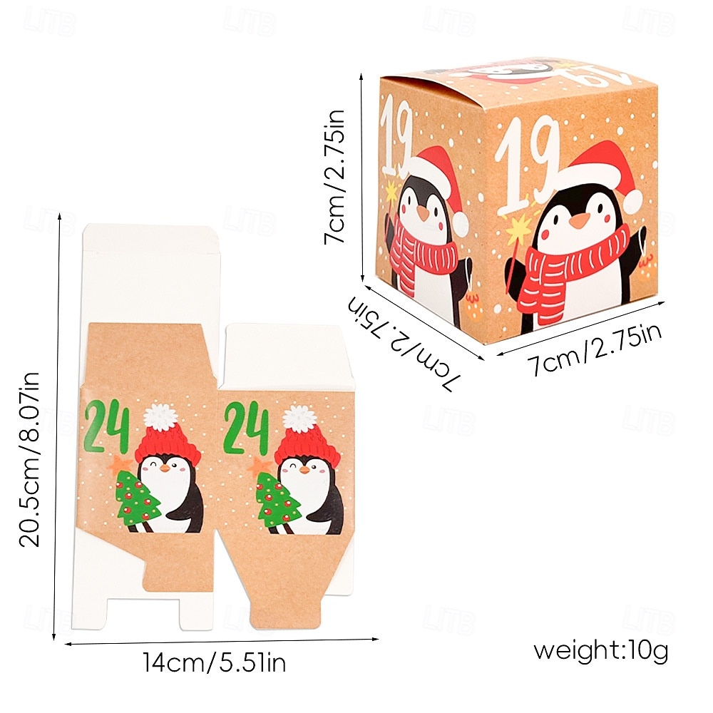 לוח שנה של אדוונט לחג המולד למילוי, 24 קופסאות לוח שנה של אדוונט, לוח שנה של אדוונט למילוי עצמי ליצירה ועמידה, קישוט לחג המולד 2025 - $15.99 –P11