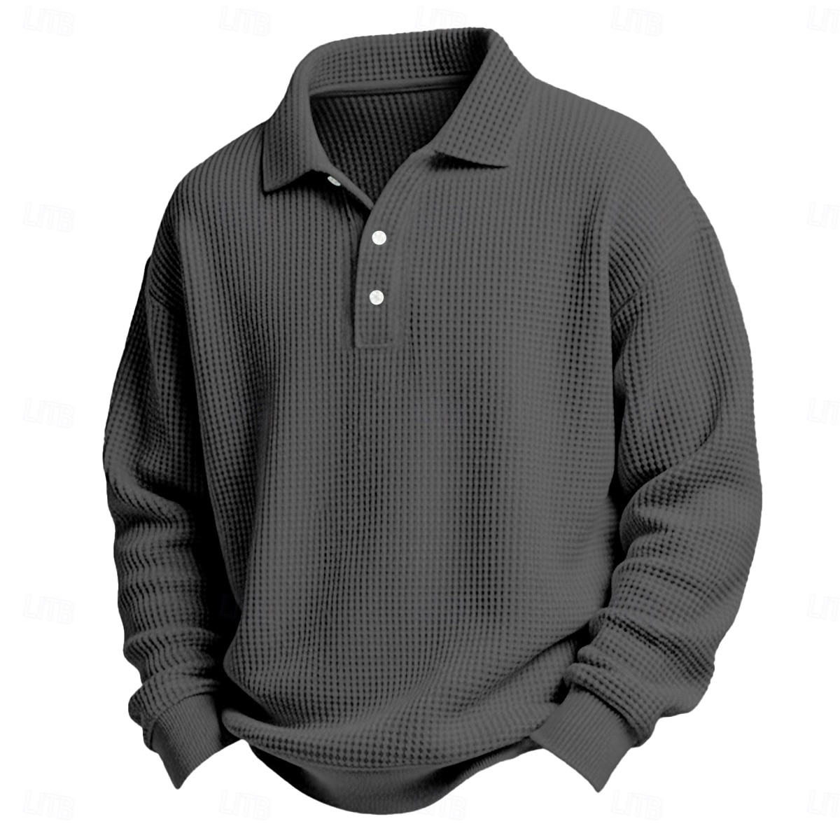 2025年 男性用 ワッフルポロシャツ ゴルフシャツ カジュアル 祝日 ラペル 長袖 クール 平織り クラシック 秋 春 & 秋 オールシーズン レギュラー ホワイト ライトグリーン ライトブルー ルビーレッド ネイビーブルー パープル ワッフルポロシャツ  コレクション – $23.99 –P10