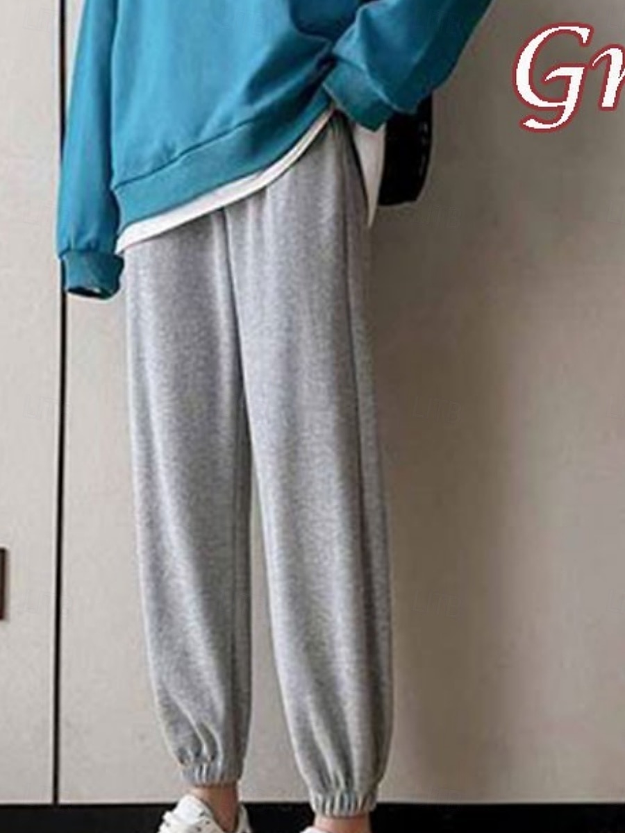 Women's Sweatpants Joggers Fleece Pants Trousers Vacation Fashion Streetwear Full Length High Waist Plain Drawstring Pocket Elastic Waist Warm Soft Comfortable Micro-elastic Outdoor Street Holiday 2026 - $19.99 –P2