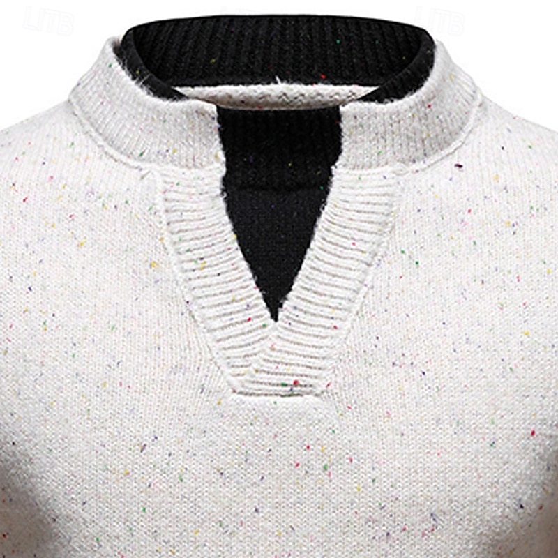 Men's Sweater Pullover Sweater Jumper Ribbed Knit Regular Tops 2 in 1 Knitted Plain High Neck Knitwear Contemporary Casual Daily Wear Clothing Apparel Fall & Winter Black Light Grey M L XL 2026 - $43.99 –P7