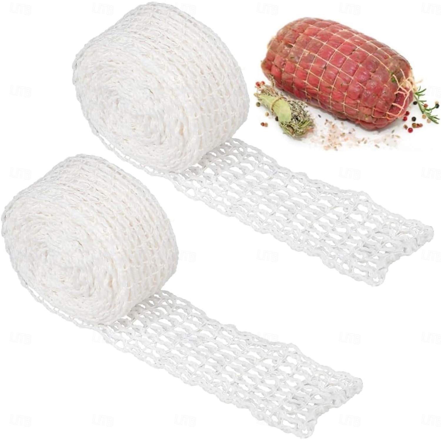 2026年 ハムネット ホワイト 3メートル ロール ローストネット 綿糸 肉ネット 伸縮性 ルーラデネット 調理アクセサリー 肉ネットロール 収納用 吊り下げ ベーキング 調理 ハム 肉 ソーセージ  コレクション – $11.99 –P1