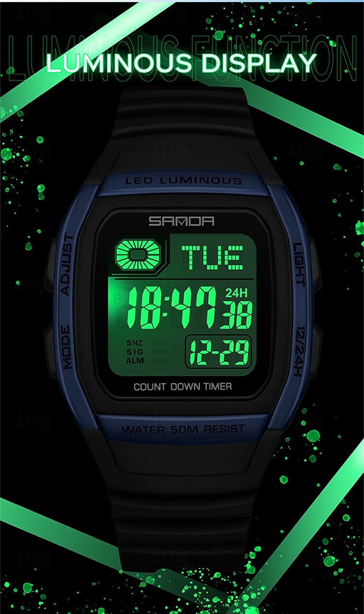 SANDA Gift for Women Men Digital Watch Large Dial Outdoor Sports Casual Luminous Calendar Date Waterproof Silicone Watch 2026 - $29.99 –P5