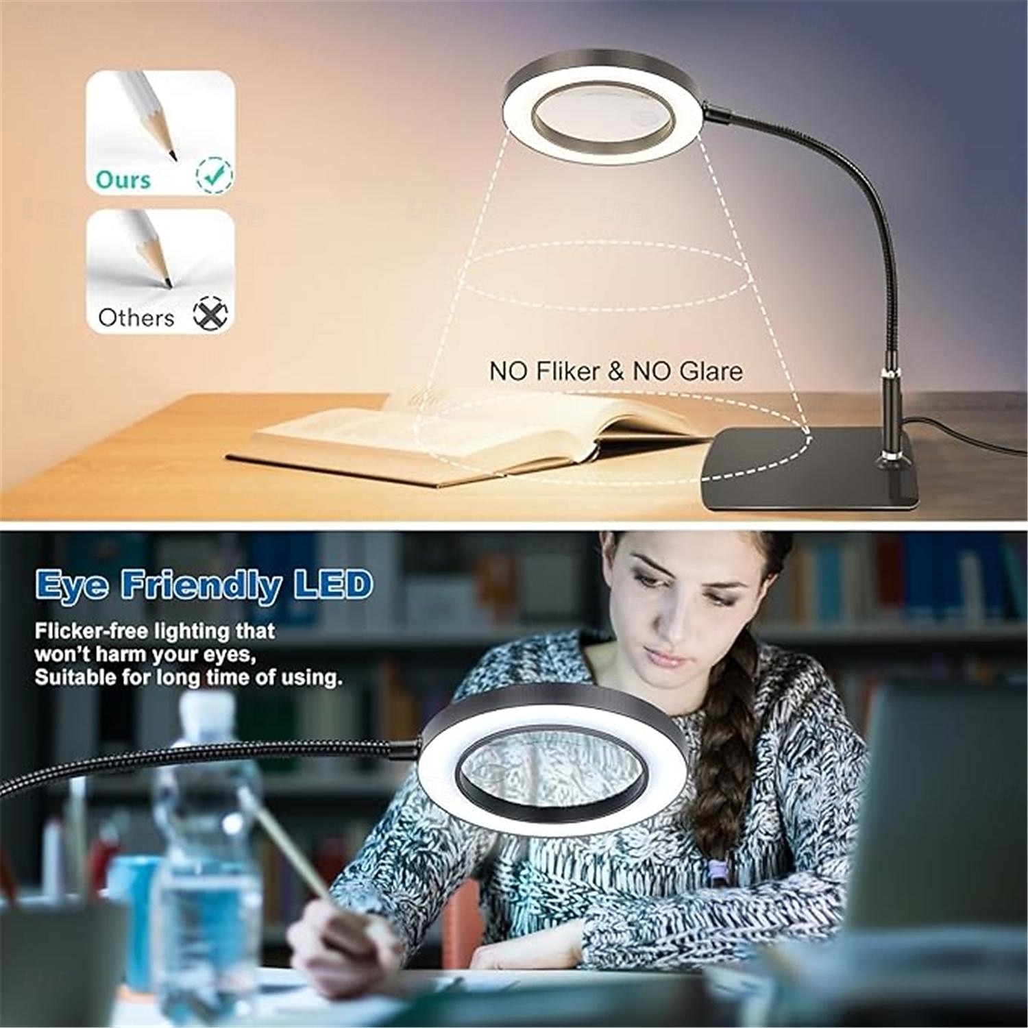2026年 10 x 20 倍拡大鏡、ライトとスタンド付き拡大鏡ランプ、72個のLED、3色モード、調光可能な拡大鏡、趣味、読書、近距離作業、ジュエリー用、USB 1個  コレクション – $40.99 –P5