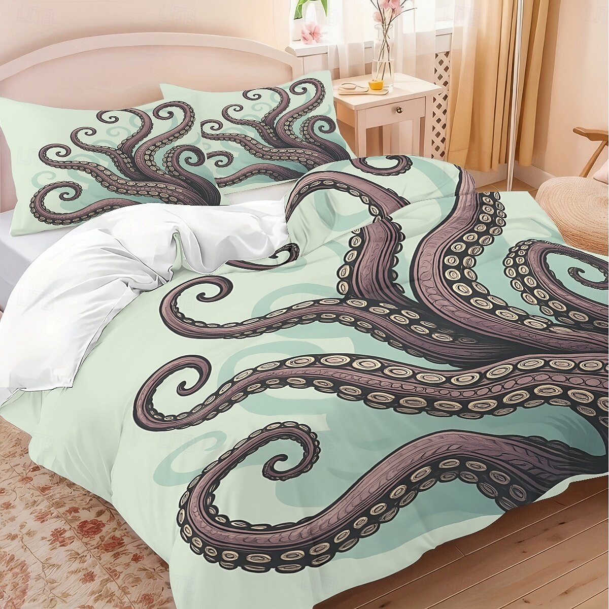 Unterwasserwelt Seestern &3-teiliges Daunenbettbezug-Set mit Oktopus-Motiv für Queensize-Betten, weicher Bettbezug mit 2 Kissenbezügen – Hotel &Gästezimmerbettwäsche, gemütlich & komfortabel 2026 - $37.99 –P7