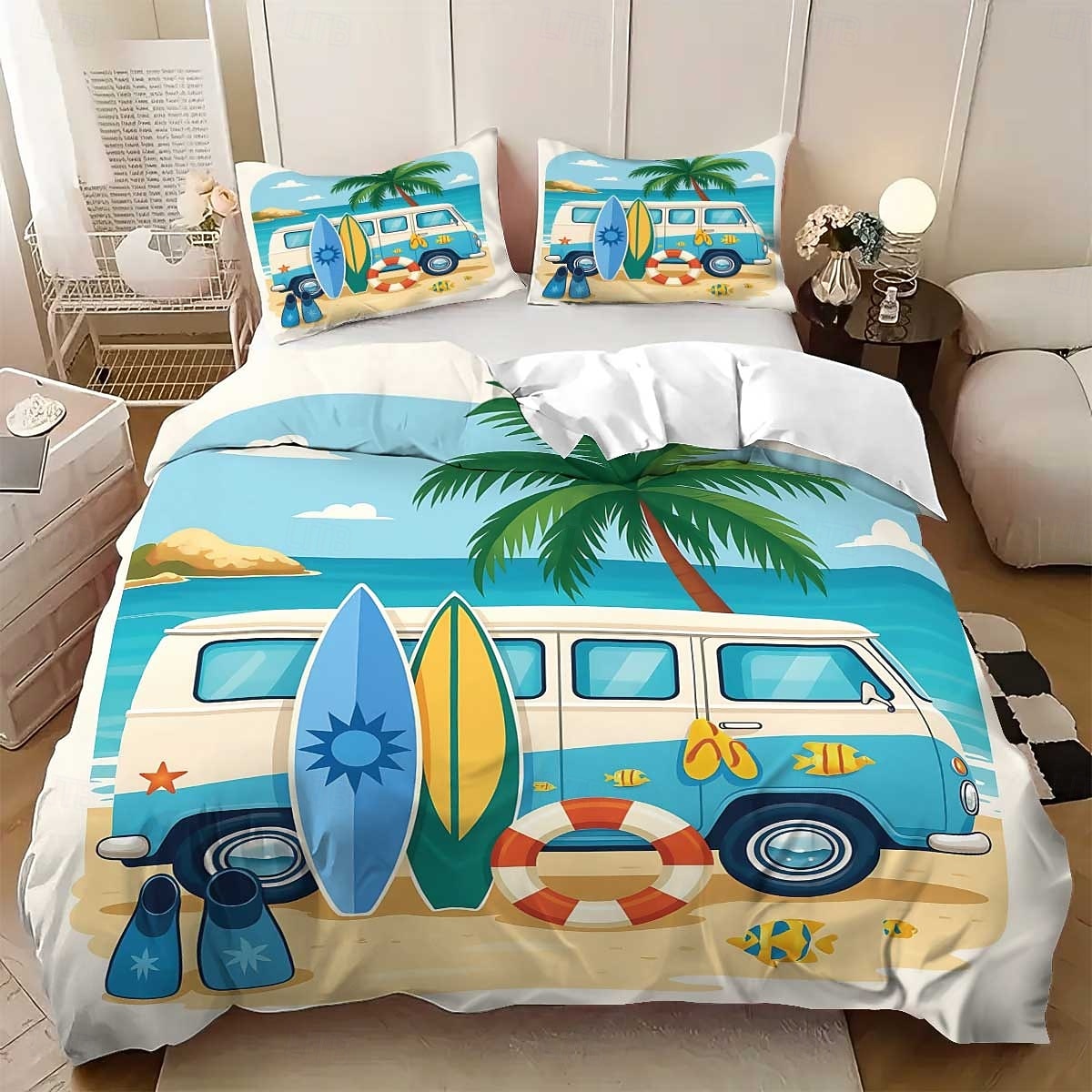 2026年 ビーチブラウンの桐の木のバス3ピースダウン羽毛布団カバーセット、大きなベッド用、柔らかいショートフリース掛け布団カバーと枕カバー2枚付き - ホテルの寝室の寝具、居心地の良い & 快適  コレクション – $37.99 –P8