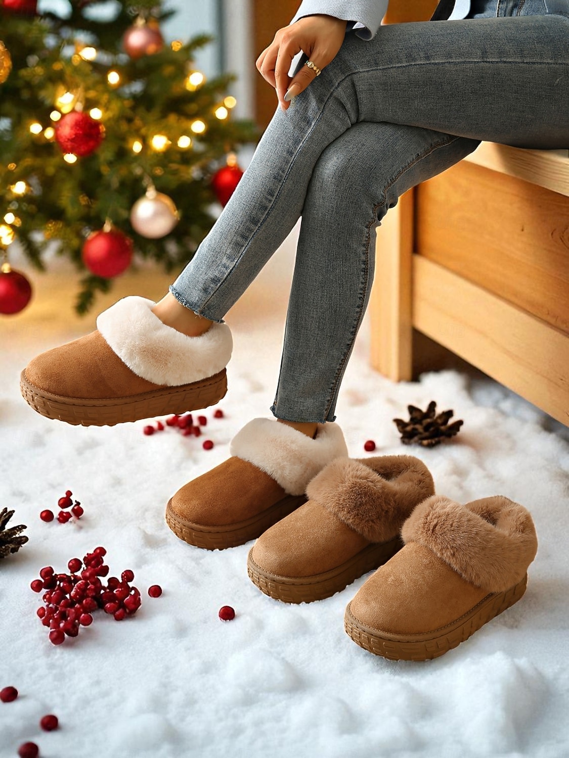 Botas de inverno femininas forradas com pele sintética e sola antiderrapante, botas quentes e aconchegantes para uso ao ar livre em climas frios de 2025 por $24.99 –P7