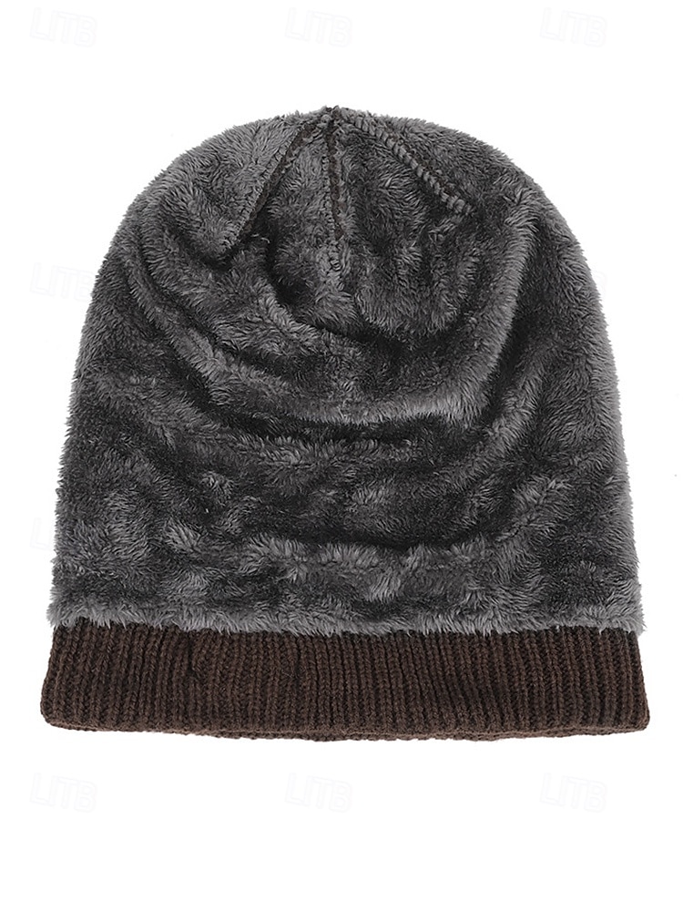 2025年 クリスマス用のメンズニットビーニーハット、柔らかいアクリルとフェイクファー、冬のファッションに最適な複数の色  コレクション – $11.99 –P8