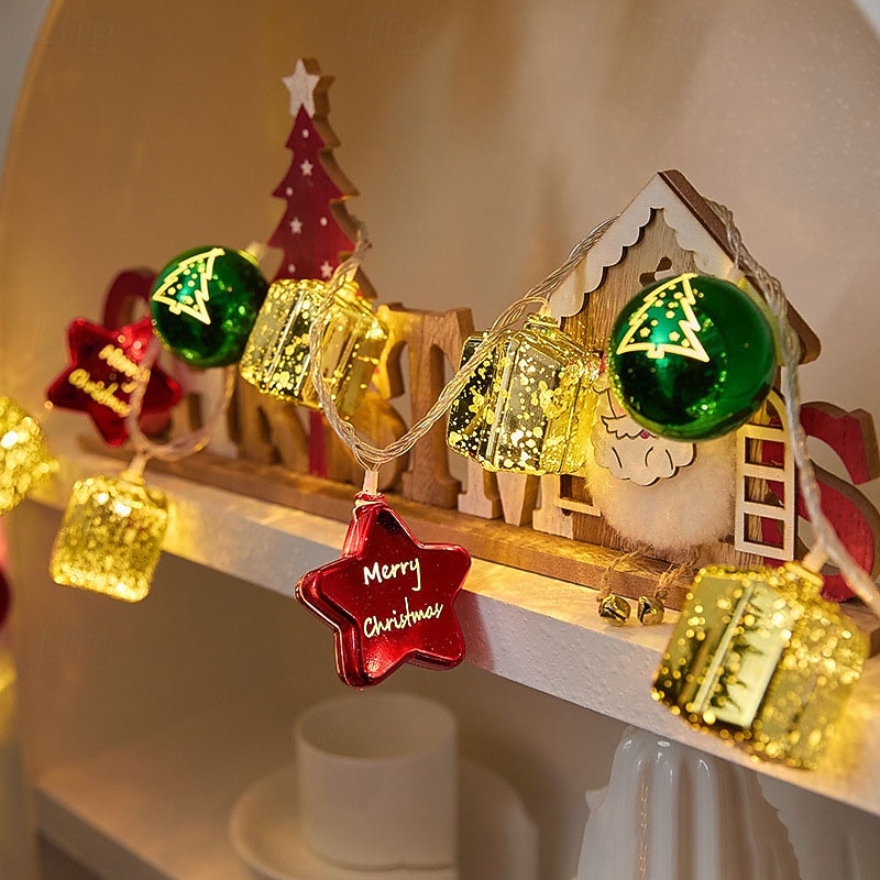 Guirlande Lumineuse En Forme D'étoile à 5 Branches Alimentée Par Piles, 4 M, 40 LED, Avec Minuteur, Pour Noël, Chambre, Fête, Mariage, Nouvel An, Décoration De Jardin (blanc Chaud