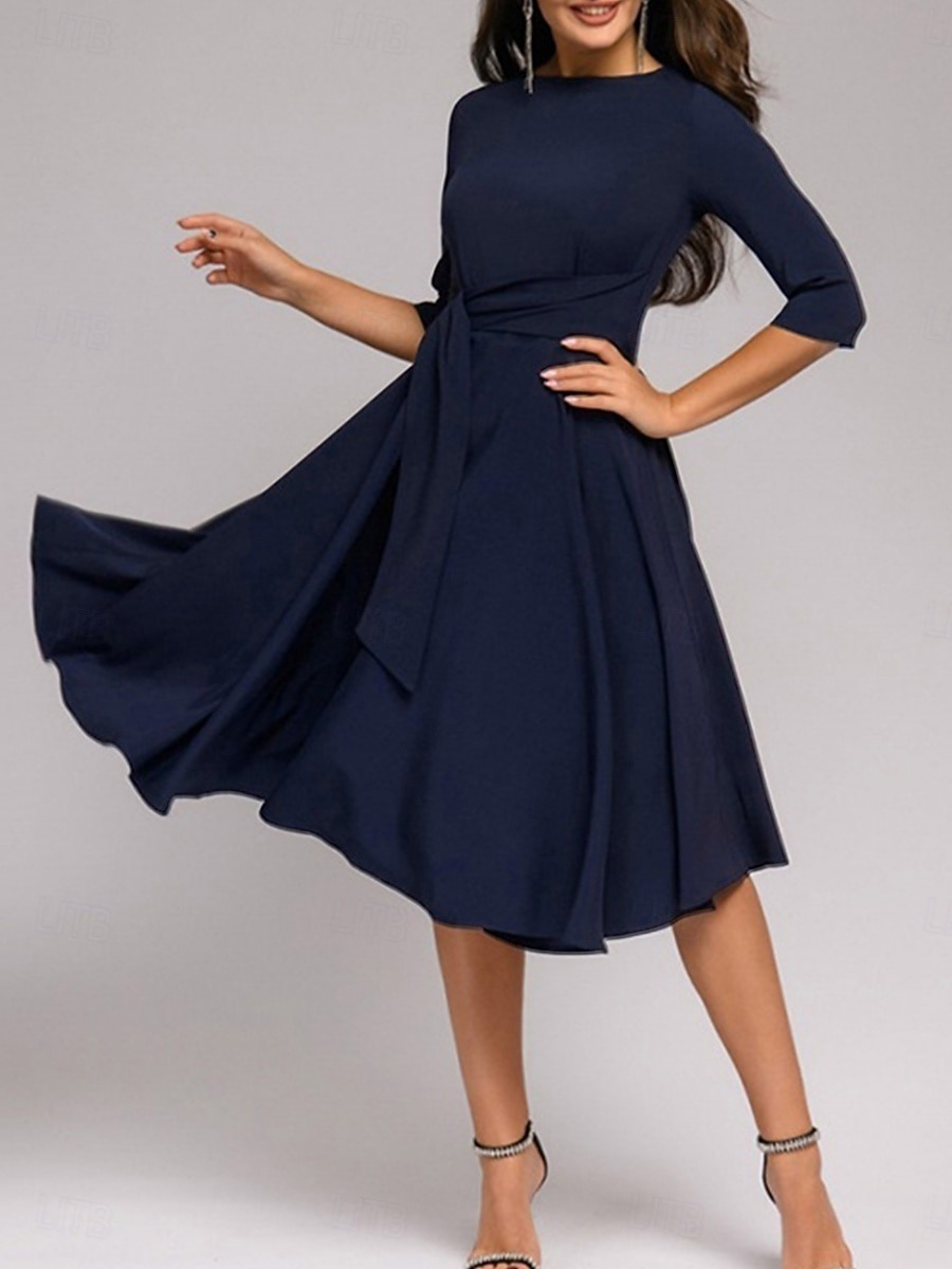 Per donna Mini Abito Abito a trapezio Elegante Festa cocktail All'aperto Feste Ospite di nozze Vestibilità regolare Grafico Mezza Manica Girocollo Blu marino Verde del 2026 a $39.99 –P1
