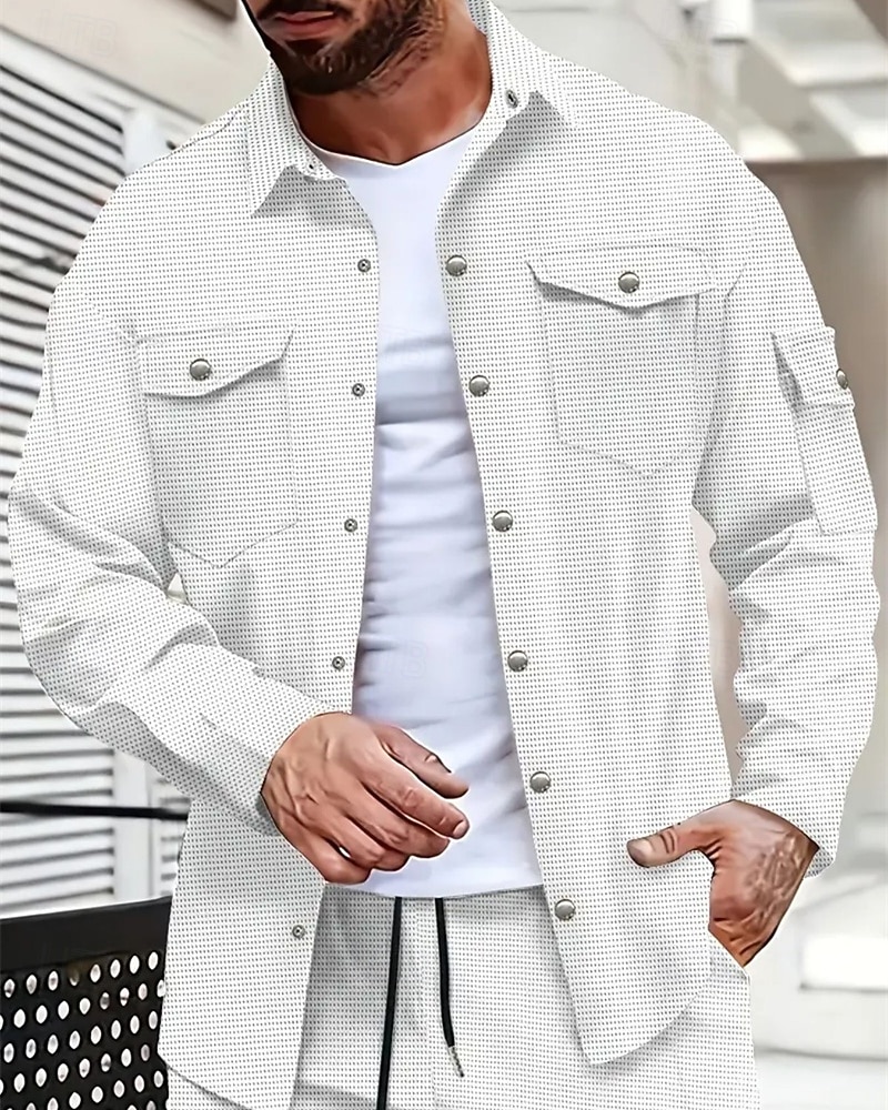 Herren Hemd Sommerhemd Freizeithemd Knopfhemd Schwarz Weiß Gelb Rosa Wein Langarm Einfach Revers Urlaub Hawaiianisch Tasche Bekleidung Polyester Mode Lässig Bequem 2025 - $31.99 –P2