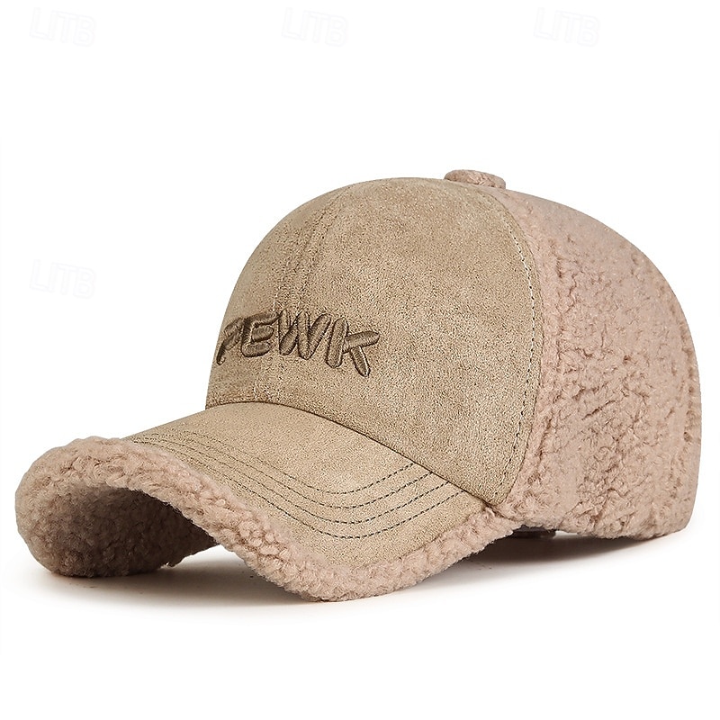 בגדי ריקוד גברים כובעי החורף כובע חם לחורף כובע בייסבול חורף עם דשי אוזניים כובע בייסבול חורף שחור לבן כותנה אִחוּי פליז אופנתי מודרני עכשווי לבוש יומיומי פגישה (דייט) אותיות שמור על חום הגוף עמיד 2026 - $16.49 –P14