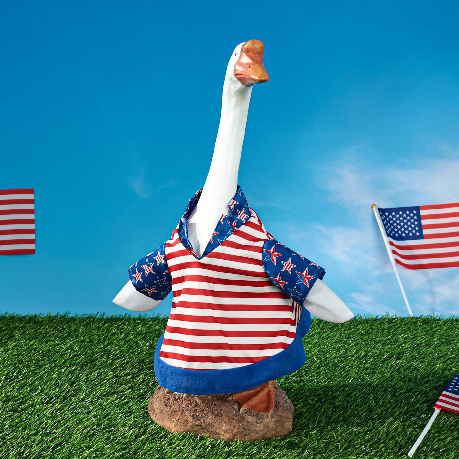 2 stk. patriotiske verandagåseantrekk sementgåskostyme 4. juli-stil gåsantrekk inkludert sløyfe og hatt til hagedekorasjon fest uteplass julegave 2026 - $19.99 –P5