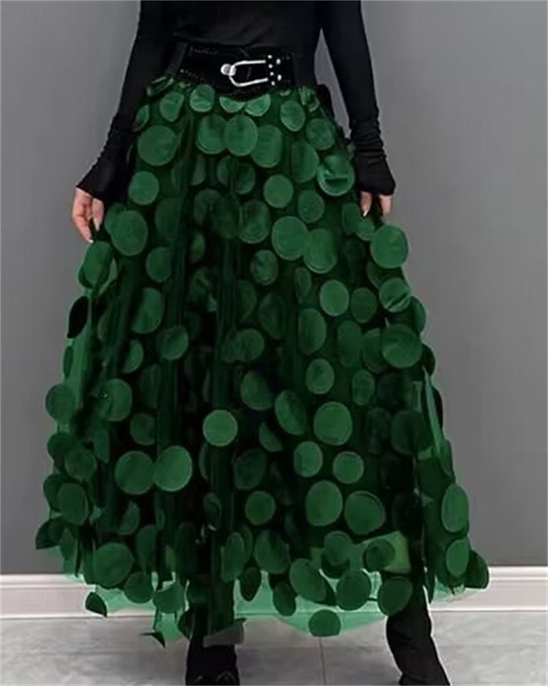 Damen Elegant Vintage Mode Midi Mittlere Taille Röcke Tupfen Einfach Patchwork Blume Geschichtet Unelastisch Täglich Straße Amethyst Aprikose Schwarz Rote Herbst 2026 - $43.99 –P7