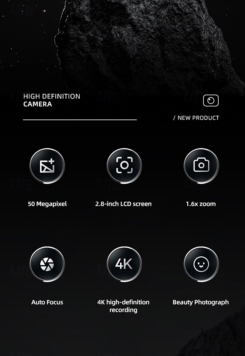 Cameră digitală HD 4K pentru studenți cu un ecran IPS de 2.8 inci pentru fotografii și videoclipuri portabile design elegant. Cadou de Ziua Îndrăgostiților 2026 - $83.99 –P3