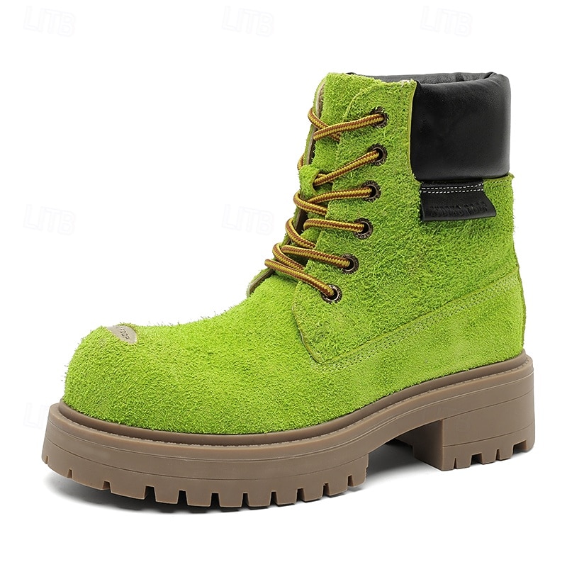 Per uomo Stivali Stivali da Lavoro Camminata Vintage Quotidiano PU Aumento Altezza Confortevole Stivali a Metà Polpaccio Allacciatura Tessuto almond Marrone scuro Nero Autunno Inverno del 2026 a $89.99 –P13