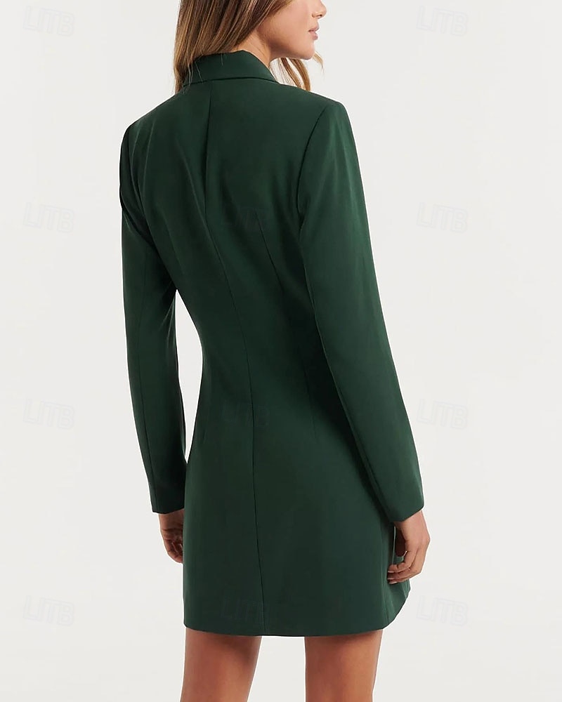 Per donna Mini Abito Abito blazer Moda Moderno Ufficio Uscire Vestibilità regolare Semplice Manica Lunga Scollo a V Nero Verde militare Primavera Autunno del 2026 a $36.99 –P4