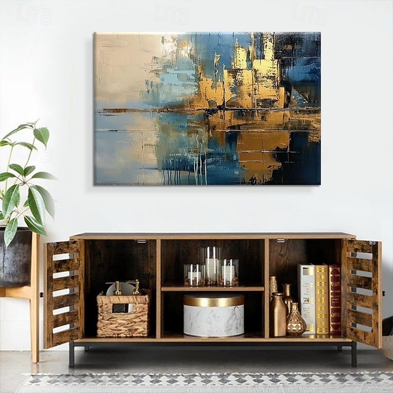 Handmade Oil Painting Canvas Wall Art Decoration Modern Abstract Golden for Home Living Room Decor Stretched Frame Hanging Painting / Rolled Canvas (No Frame) 2026 - $69.99 –P2