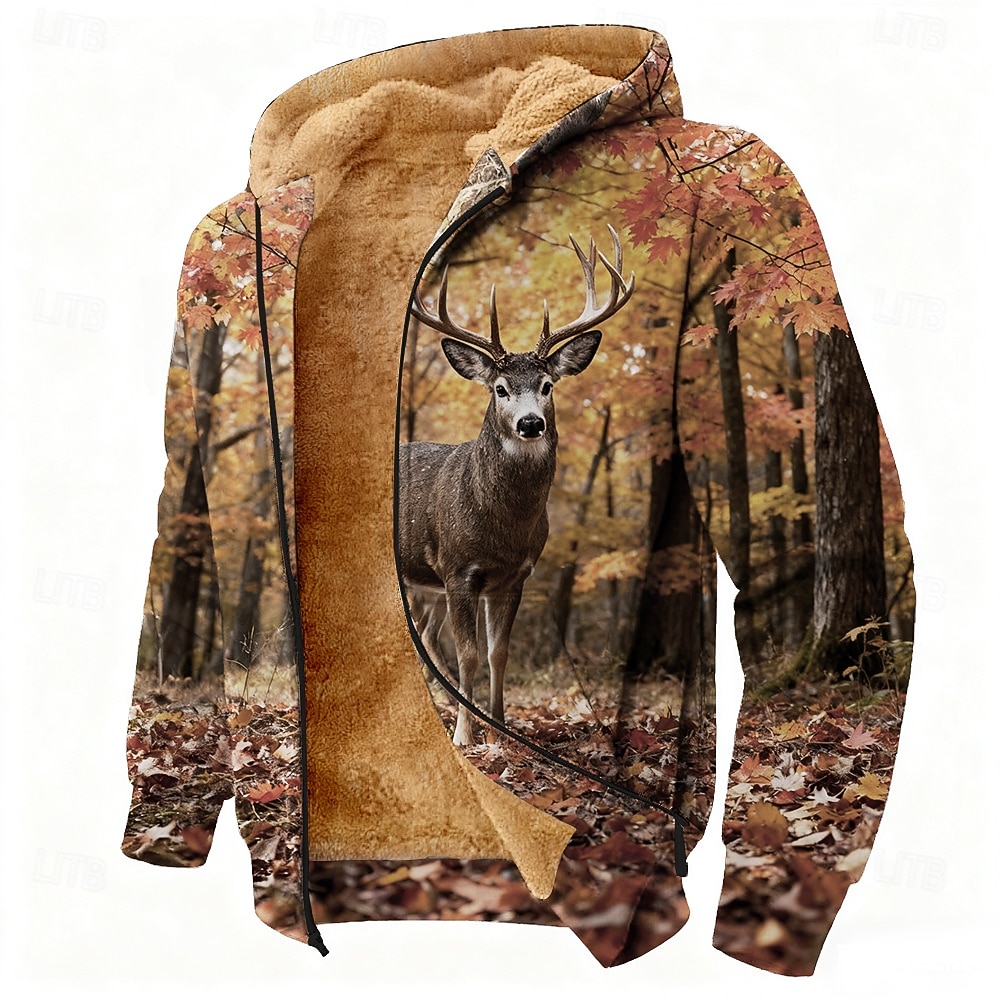 Per uomo Mimetico Cervo Pile Felpa con Cappuccio Giacca di pelle Classico Militare Girocollo All'aperto Campeggio Blu chiaro Blu Con zip Autunno Inverno progettista del 2025 a $39.99 –P1