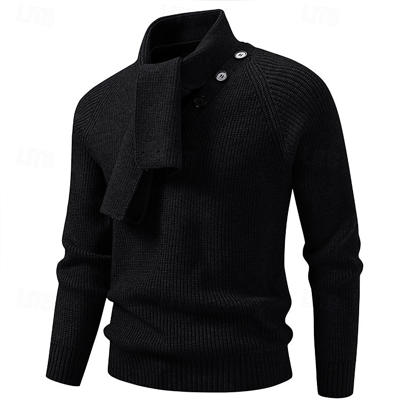 Homens Suéter Pulôver suéter Estriado Tricotar Tops regulares Conversível Tricotado Tecido Xaile Roupa de Malha Moderna Casual Roupa Diária Roupa Outono Inverno Preto Branco M L XL de 2026 por $39.99 –P6