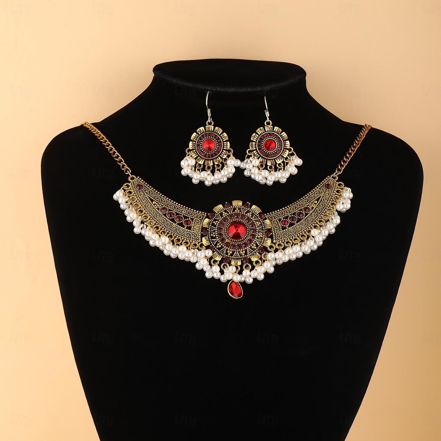 Zilveren parelchoker sieradenset voor dames voor kerstfeest, vintage kristallen ketting en oorbellenset voor feestdagen &elegante avondevenementen 2026 - $14.99 –P4