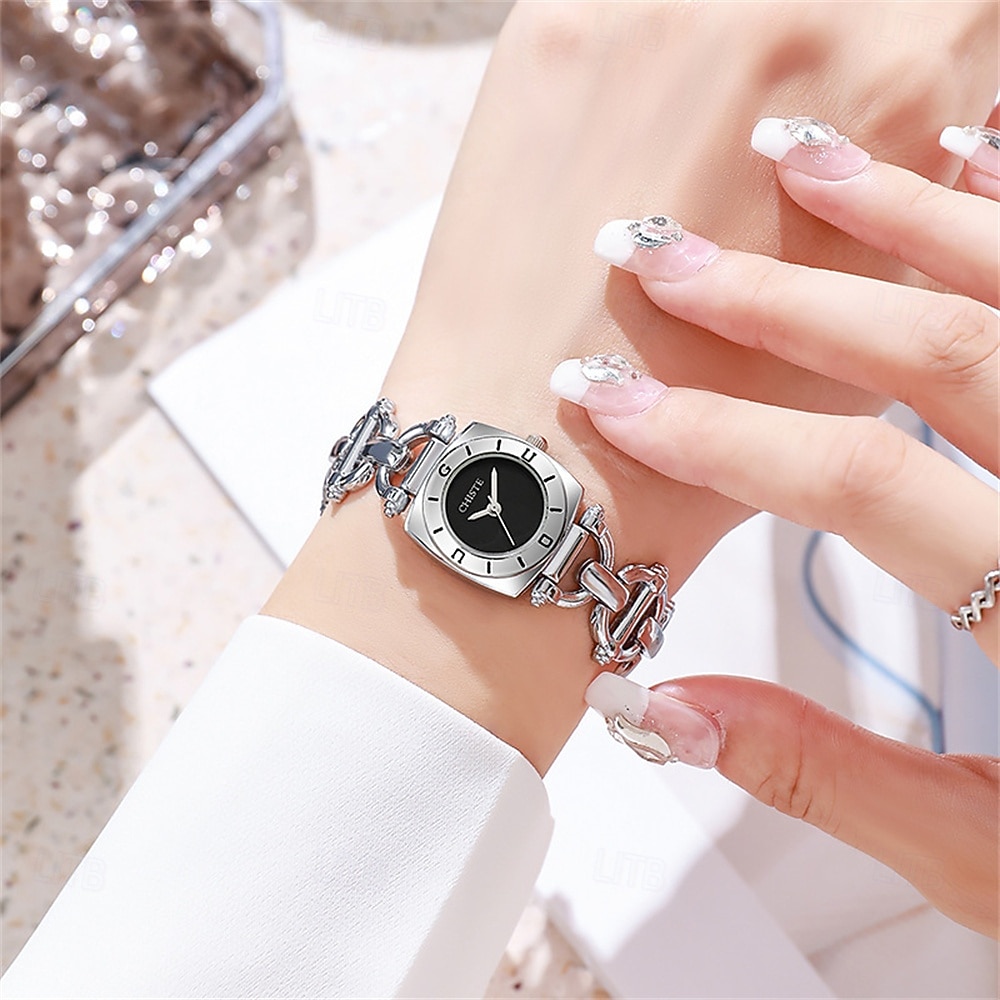 Muotitietoisen äitienpäivälahja naisten kello neliö yksinkertainen kellotaulu IPX7 vedenkestävä ruostumatonta terästä rannekello kvartsikello 2026 - $21.99 –P7