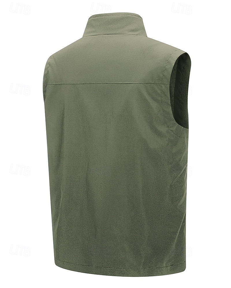 Miesten Liivi Gilet Kalastusliivi ulko- Päivittäin Muoti Vapaa-aika Kevät Syksy Vetoketju Tasku Polyesteri Mukava Tavallinen Yksirivinen yksi nappi Stand-kaula-aukko Normaali Musta Viini Armeijan 2025 - $32.99 –P7
