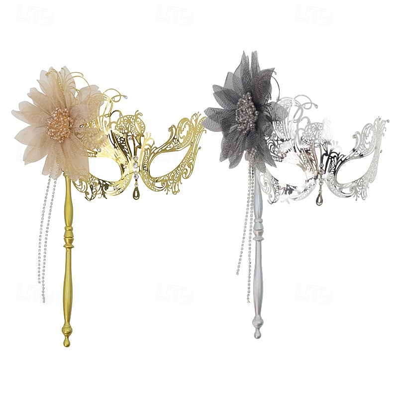 női arany filigrán álarcosbál maszk virággal és gyöngyökkel díszítve karácsonyi partira, bálra &szalagavató 2026 - $19.99 –P4