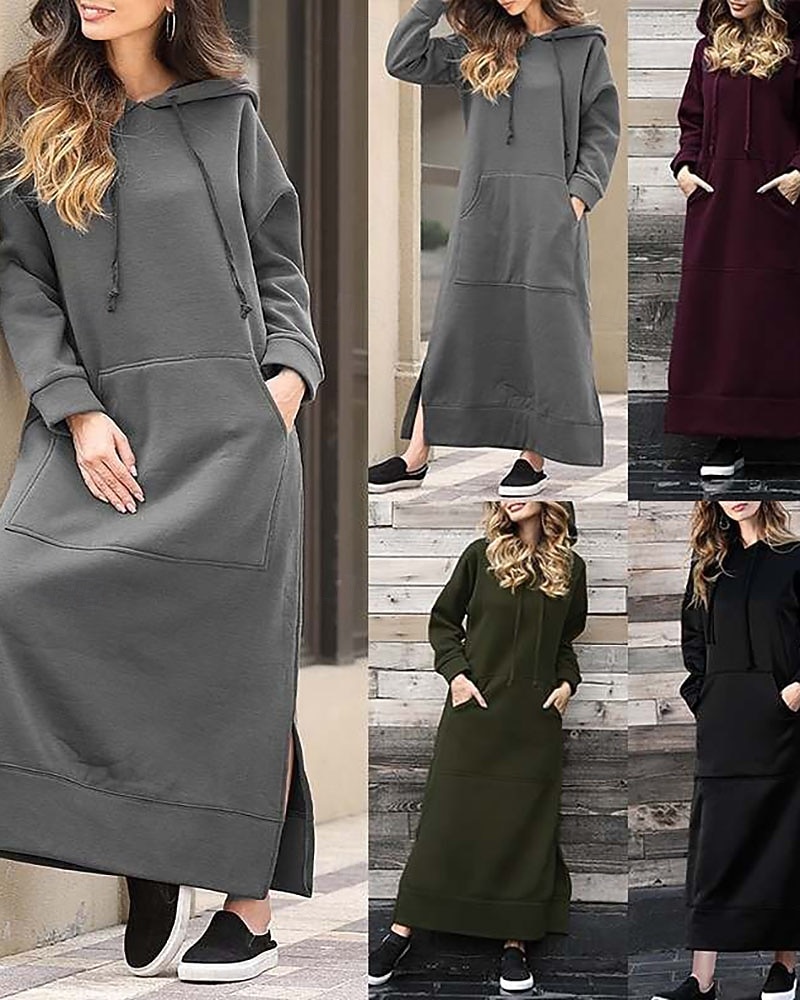 Γυναικεία Μίντι φόρεμα Φόρεμα με κουκούλα Μοντέρνα Καθημερινά Γραφείο Εξόδου Κανονικό Σκέτο Μακρυμάνικο Με Κουκούλα Μαύρο Κρασί Βυσσινί Πορτοκαλί Άνοιξη Φθινόπωρο Χειμώνας 2026 - $29.99 –P1