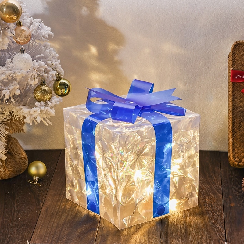 3 Pcs Christmas bow LED luminous gift box for indoor and outdoor Christmas atmosphere decoration lights, ornaments, props, AAA battery box 13/15/19CM 2025 - CAD $25.99 –P5