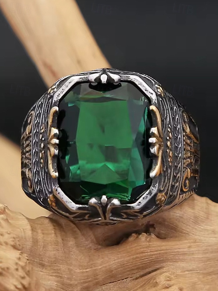 Bague en alliage pour homme avec pierres précieuses, bijou gothique vintage avec grosse pierre, accessoire de mode multicolore, cadeau de Noël unique pour les fêtes et au quotidien de 2025 ? $11.99 –P6